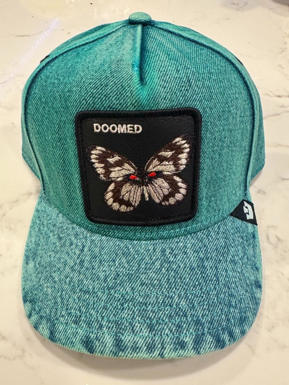Goorin Bros Animal Farm Drawing Dead Doomed Butterfly Snapback Hat Luminous NWT